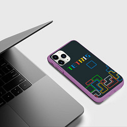 Чехол iPhone 11 Pro матовый Tetris neon, цвет: 3D-фиолетовый — фото 2