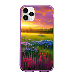 Чехол iPhone 11 Pro матовый Летний закат, цвет: 3D-фиолетовый