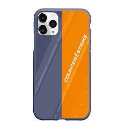 Чехол iPhone 11 Pro матовый Counter Strike 2 Blue Orange Pattern, цвет: 3D-серый