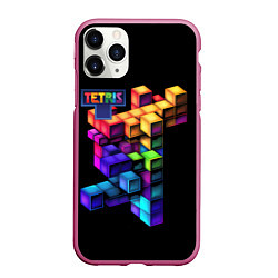 Чехол iPhone 11 Pro матовый Tetris game, цвет: 3D-малиновый