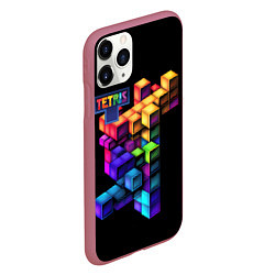 Чехол iPhone 11 Pro матовый Tetris game, цвет: 3D-малиновый — фото 2