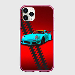 Чехол iPhone 11 Pro матовый Немецкий спортивный автомобиль Porsche 911, цвет: 3D-малиновый