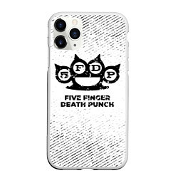 Чехол iPhone 11 Pro матовый Five Finger Death Punch с потертостями на светлом, цвет: 3D-белый