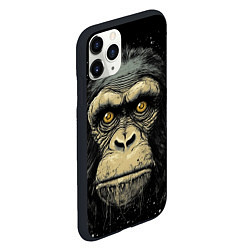 Чехол iPhone 11 Pro матовый Портрет обезьяны: арт нейросети, цвет: 3D-черный — фото 2