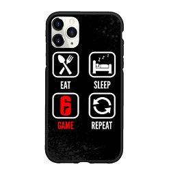 Чехол iPhone 11 Pro матовый Eat, sleep, Rainbow Six, repeat