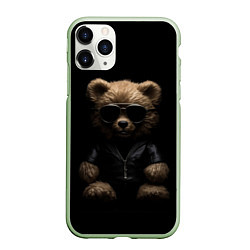 Чехол iPhone 11 Pro матовый Брутальный плюшевый медведь, цвет: 3D-салатовый