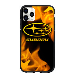 Чехол iPhone 11 Pro матовый Subaru - gold gradient, цвет: 3D-черный