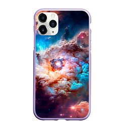 Чехол iPhone 11 Pro матовый Небула в космосе в голубо-розовых тонах - нейронна