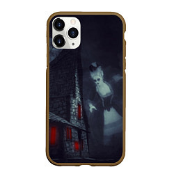 Чехол iPhone 11 Pro матовый Жуткий старый дом с женщиной призраком, цвет: 3D-коричневый