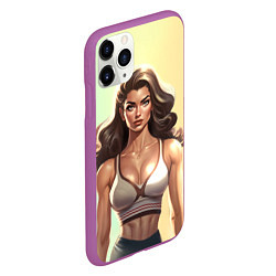 Чехол iPhone 11 Pro матовый Fitness girl sport, цвет: 3D-фиолетовый — фото 2