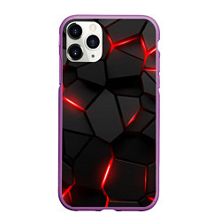 Чехол iPhone 11 Pro матовый Плиты с красной подсветкой, цвет: 3D-фиолетовый