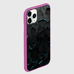 Чехол iPhone 11 Pro матовый Плиты с синей неоновой подсветкой, цвет: 3D-фиолетовый — фото 2
