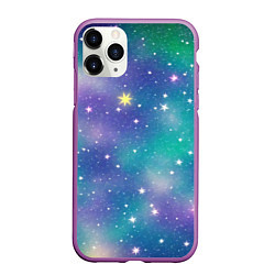 Чехол iPhone 11 Pro матовый Космическое сияние волшебное, цвет: 3D-фиолетовый