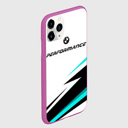 Чехол iPhone 11 Pro матовый Bmw perfomance - бирюзовый, цвет: 3D-фиолетовый — фото 2