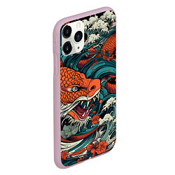 Чехол iPhone 11 Pro матовый В стиле Irezumi, цвет: 3D-розовый — фото 2