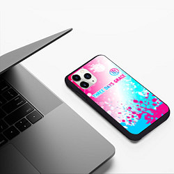 Чехол iPhone 11 Pro матовый Three Days Grace neon gradient style: символ сверх, цвет: 3D-черный — фото 2