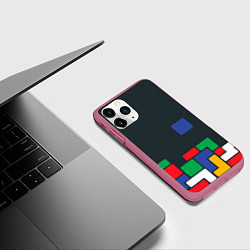 Чехол iPhone 11 Pro матовый Падающий блок тетрис, цвет: 3D-малиновый — фото 2