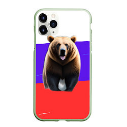 Чехол iPhone 11 Pro матовый Медведь на флаге