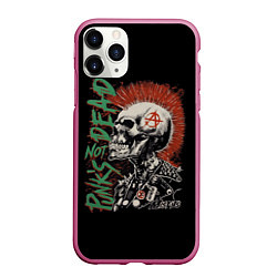 Чехол iPhone 11 Pro матовый Punks not dead, цвет: 3D-малиновый