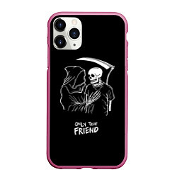 Чехол iPhone 11 Pro матовый Only true friend, цвет: 3D-малиновый