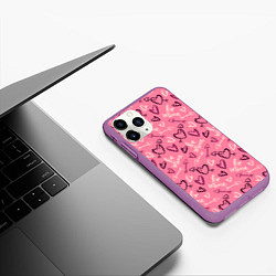 Чехол iPhone 11 Pro матовый Be mine паттерн, цвет: 3D-фиолетовый — фото 2