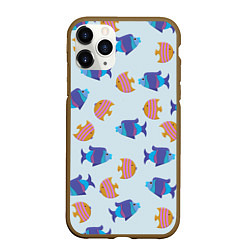 Чехол iPhone 11 Pro матовый Паттерн из двух ярких рыбок