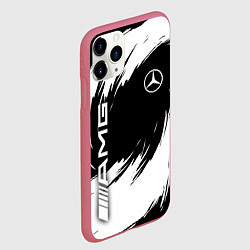 Чехол iPhone 11 Pro матовый Mercedes benz - white color, цвет: 3D-малиновый — фото 2