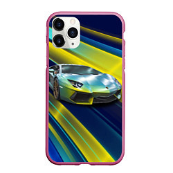 Чехол iPhone 11 Pro матовый Суперкар Lamborghini Reventon, цвет: 3D-малиновый