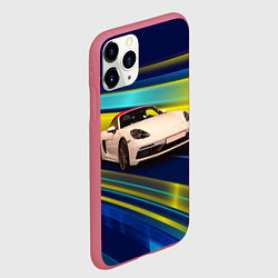 Чехол iPhone 11 Pro матовый Спортивная немецкая машина Porsche 911, цвет: 3D-малиновый — фото 2