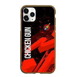 Чехол iPhone 11 Pro матовый Чикен ган - красная абстракция