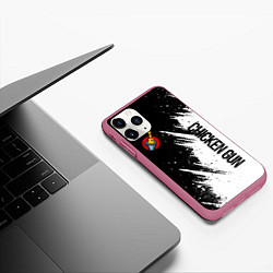 Чехол iPhone 11 Pro матовый Chicken gun - белая краска, цвет: 3D-малиновый — фото 2