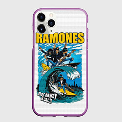 Чехол iPhone 11 Pro матовый Ramones rock away beach, цвет: 3D-фиолетовый