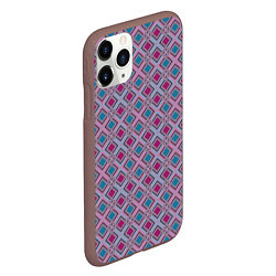 Чехол iPhone 11 Pro матовый Геометрический узор в темных красном и синем цвете, цвет: 3D-коричневый — фото 2