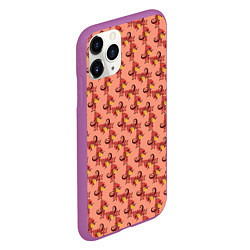 Чехол iPhone 11 Pro матовый Декоративный растительный орнамент, цвет: 3D-фиолетовый — фото 2