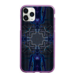 Чехол iPhone 11 Pro матовый Космосхема, цвет: 3D-фиолетовый