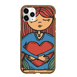 Чехол iPhone 11 Pro матовый Девочка с большим любящим сердцем