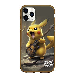 Чехол iPhone 11 Pro матовый Pikachu rock, цвет: 3D-коричневый