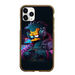 Чехол iPhone 11 Pro матовый Киберпанк в стиле Симпсонов, цвет: 3D-коричневый
