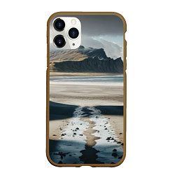 Чехол iPhone 11 Pro матовый Дорога на черный пляж Исландии, цвет: 3D-коричневый