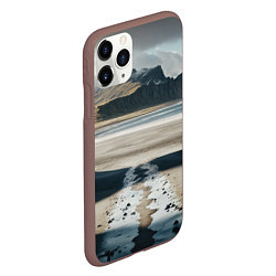 Чехол iPhone 11 Pro матовый Дорога на черный пляж Исландии, цвет: 3D-коричневый — фото 2
