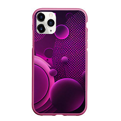Чехол iPhone 11 Pro матовый Фиолетовые шары, цвет: 3D-малиновый