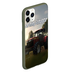 Чехол iPhone 11 Pro матовый Farming Simulator - Красный трактор, цвет: 3D-темно-зеленый — фото 2