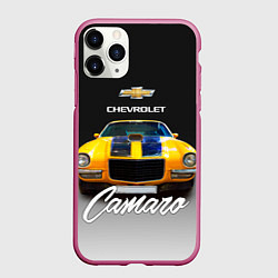 Чехол iPhone 11 Pro матовый Американский спорткар Camaro 1970 года, цвет: 3D-малиновый