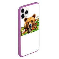 Чехол iPhone 11 Pro матовый Медведь, цвет: 3D-фиолетовый — фото 2
