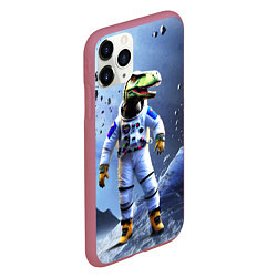 Чехол iPhone 11 Pro матовый Тираннозавр-космонавт, цвет: 3D-малиновый — фото 2