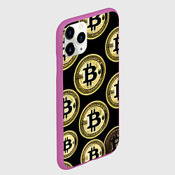 Чехол iPhone 11 Pro матовый Монеты биткоина, цвет: 3D-фиолетовый — фото 2
