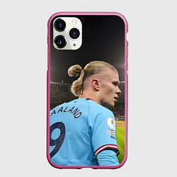 Чехол iPhone 11 Pro матовый Эрлинг Холанд Манчестер, цвет: 3D-малиновый