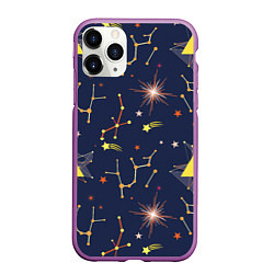 Чехол iPhone 11 Pro матовый Созвездия, цвет: 3D-фиолетовый