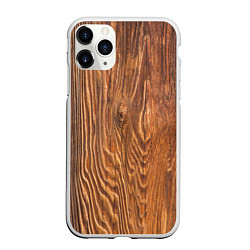 Чехол iPhone 11 Pro матовый Текстура дерева, цвет: 3D-белый