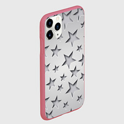 Чехол iPhone 11 Pro матовый Grey stars, цвет: 3D-малиновый — фото 2